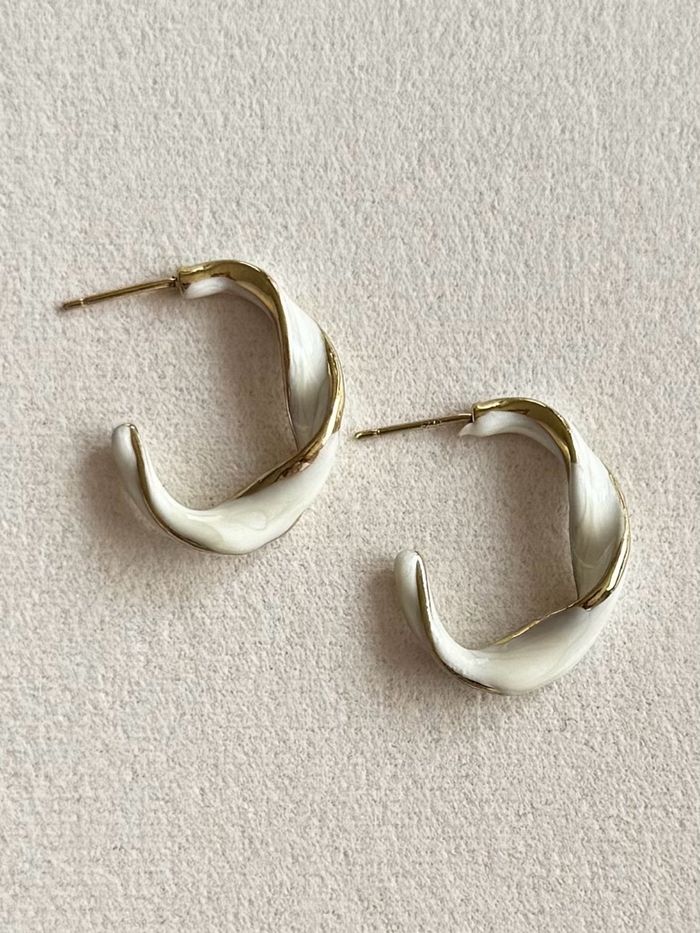 C-shaped hoop earrings