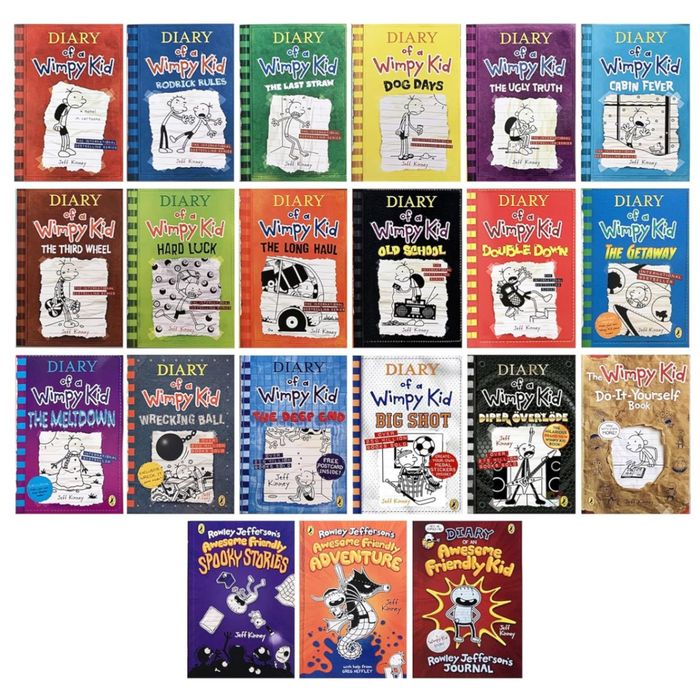 Jeff Kinney Diary of A Wimpy Kid Series Collection 1-21 Books Boxed Set