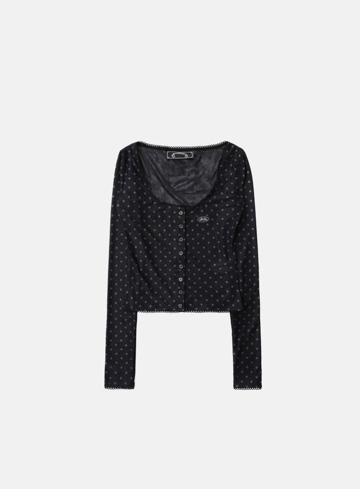  Splash Dot Round Cardigan - Black