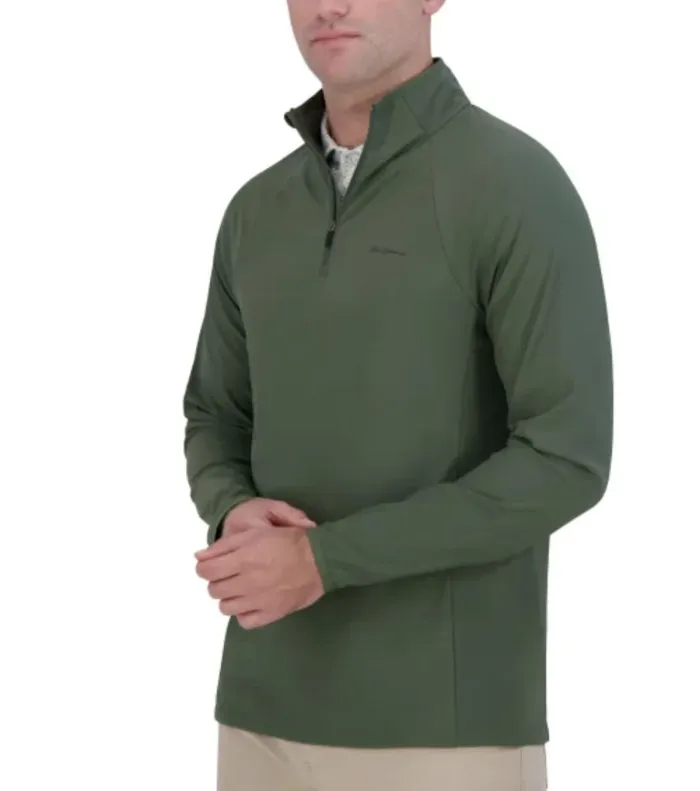 Ben Sherman Sport Men's Active Stretch 1/4 Zip Long Sleeve Shirt, Green, Size M