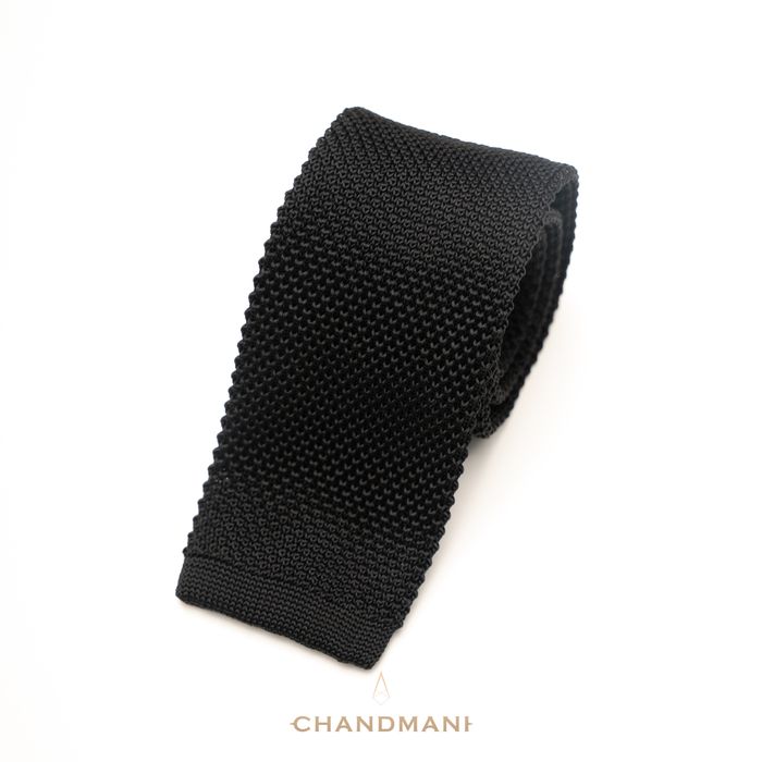 Tipped Knit Black Tie