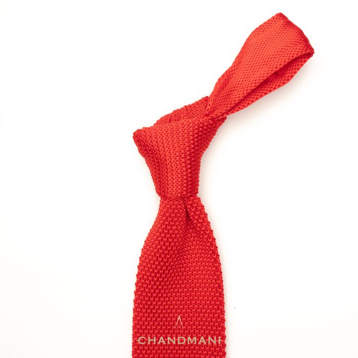 Tipped Knit Red Tie