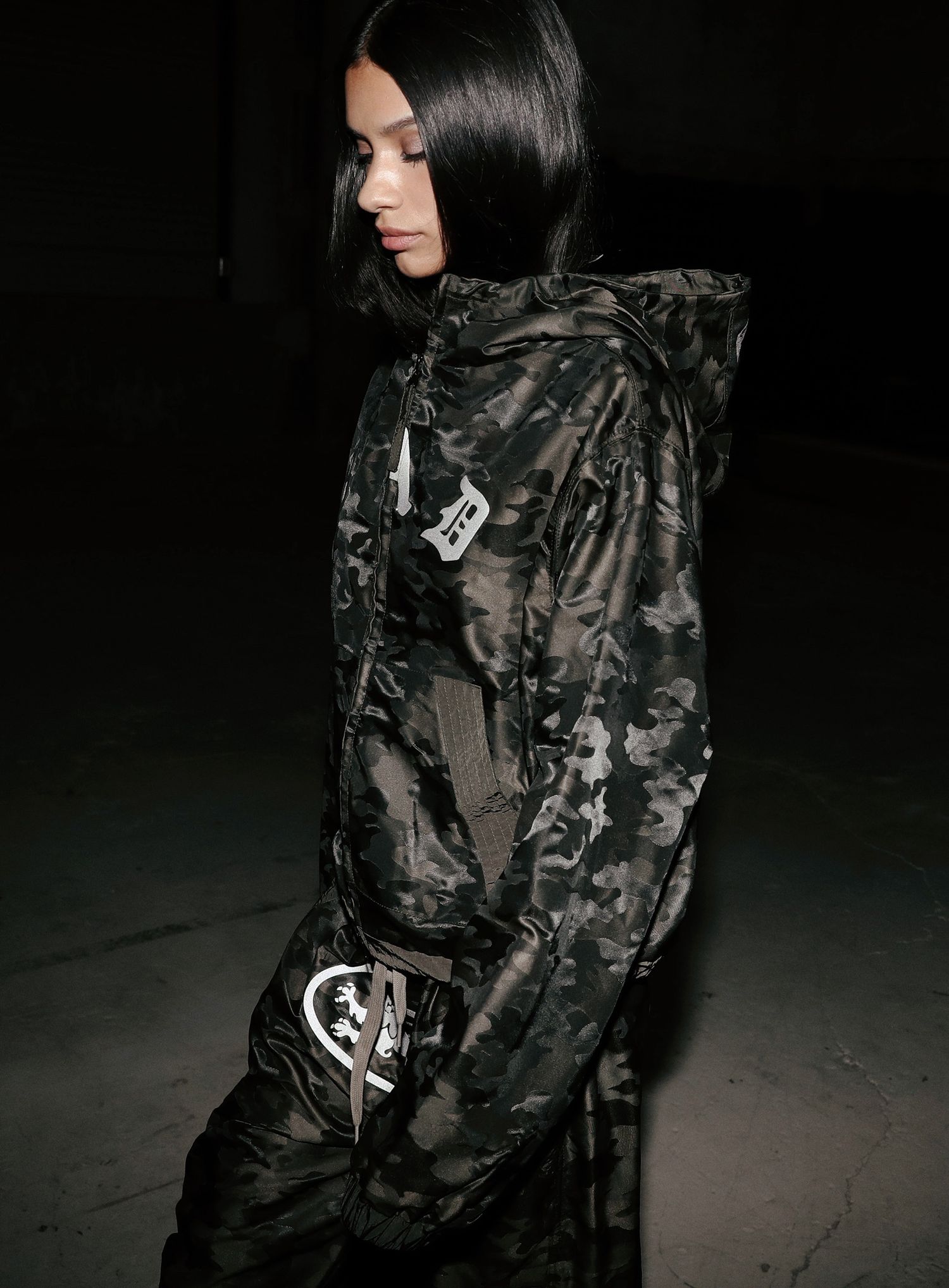 Mystic Nylon Reflective Hooded Zip-Up - Brown