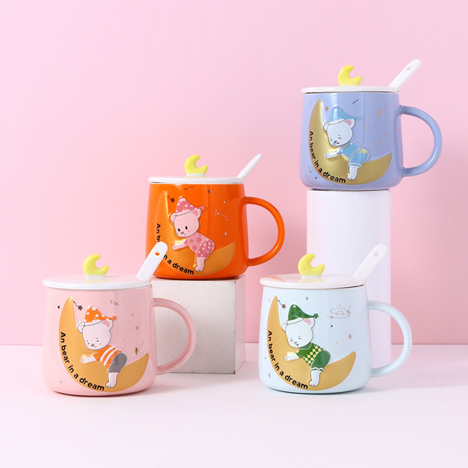 390ml/13.1fl.oz. Moon Sleeping Bear Ceramic Cup AY002C