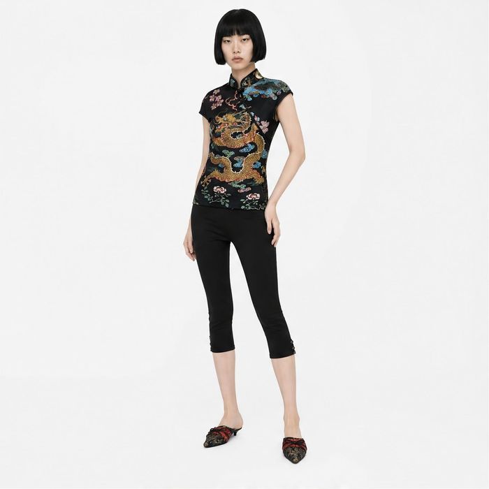 Golden Dragon Mandarin Collar Top