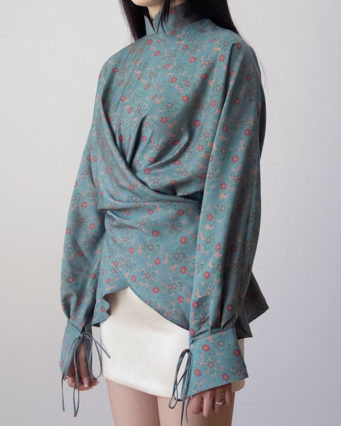 Wrap Shirt Floral Pattern