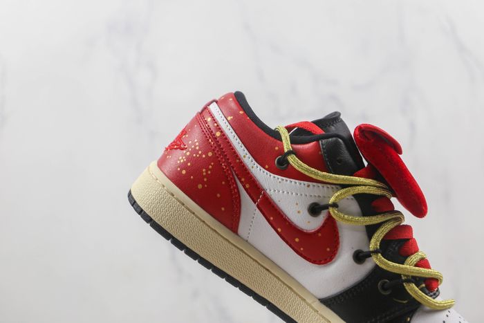 Custom Air Jordan 1 Low White Black Red 