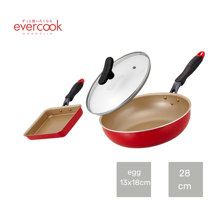 EVERCOOK Хос хайруулын тавгийн сет : 13x18см болон 28см хайруулын таваг 