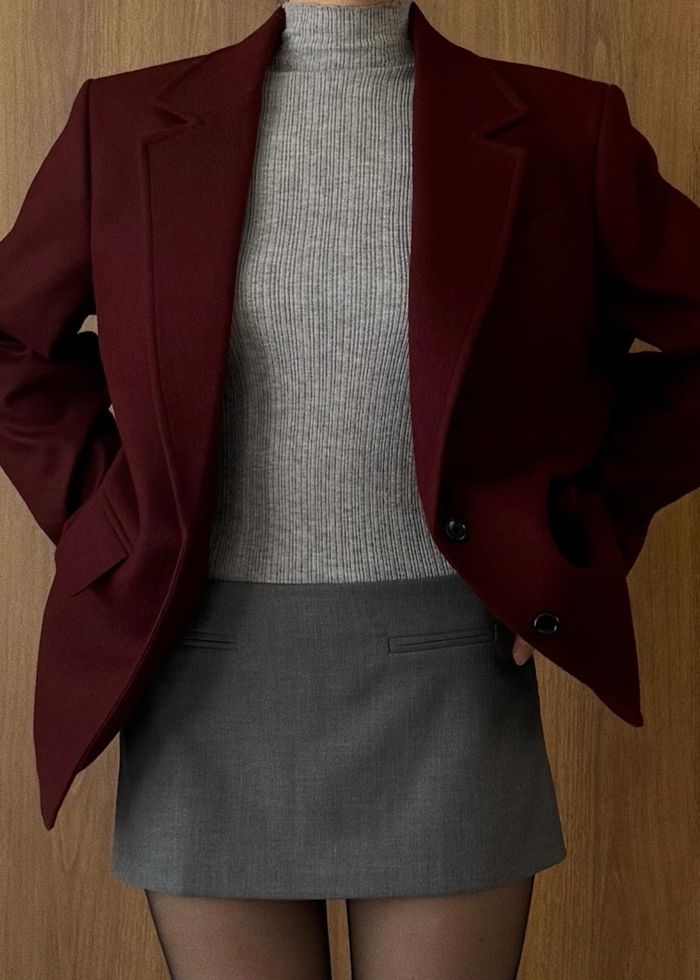 WOOL BLEND BLAZER - WINE