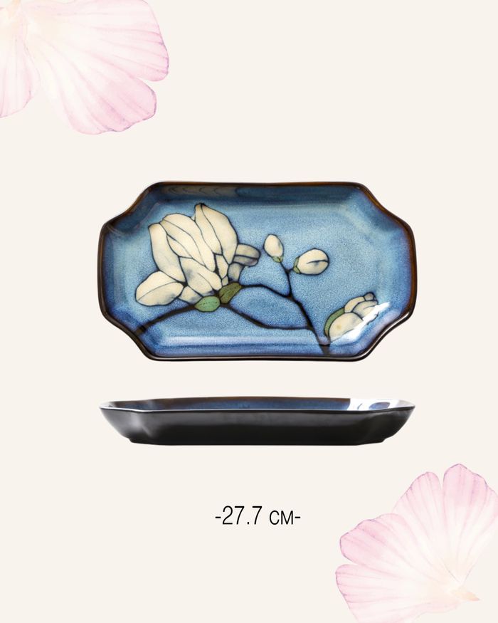 Замбага цэцэгтэй керамик дундын таваг 27.7 см