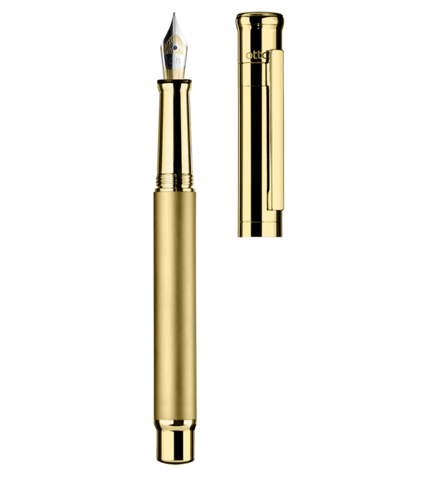 Otto-Hutt Design 04 Fountain pen 18ct Gold, cap and barrel AG925 princess cut guilloché, fittings platinum plated 