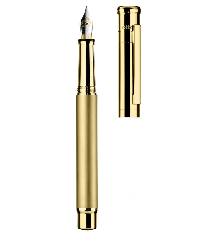 Otto-Hutt Design 04 Fountain pen 18ct Gold, cap and barrel AG925 princess cut guilloché, fittings platinum plated 