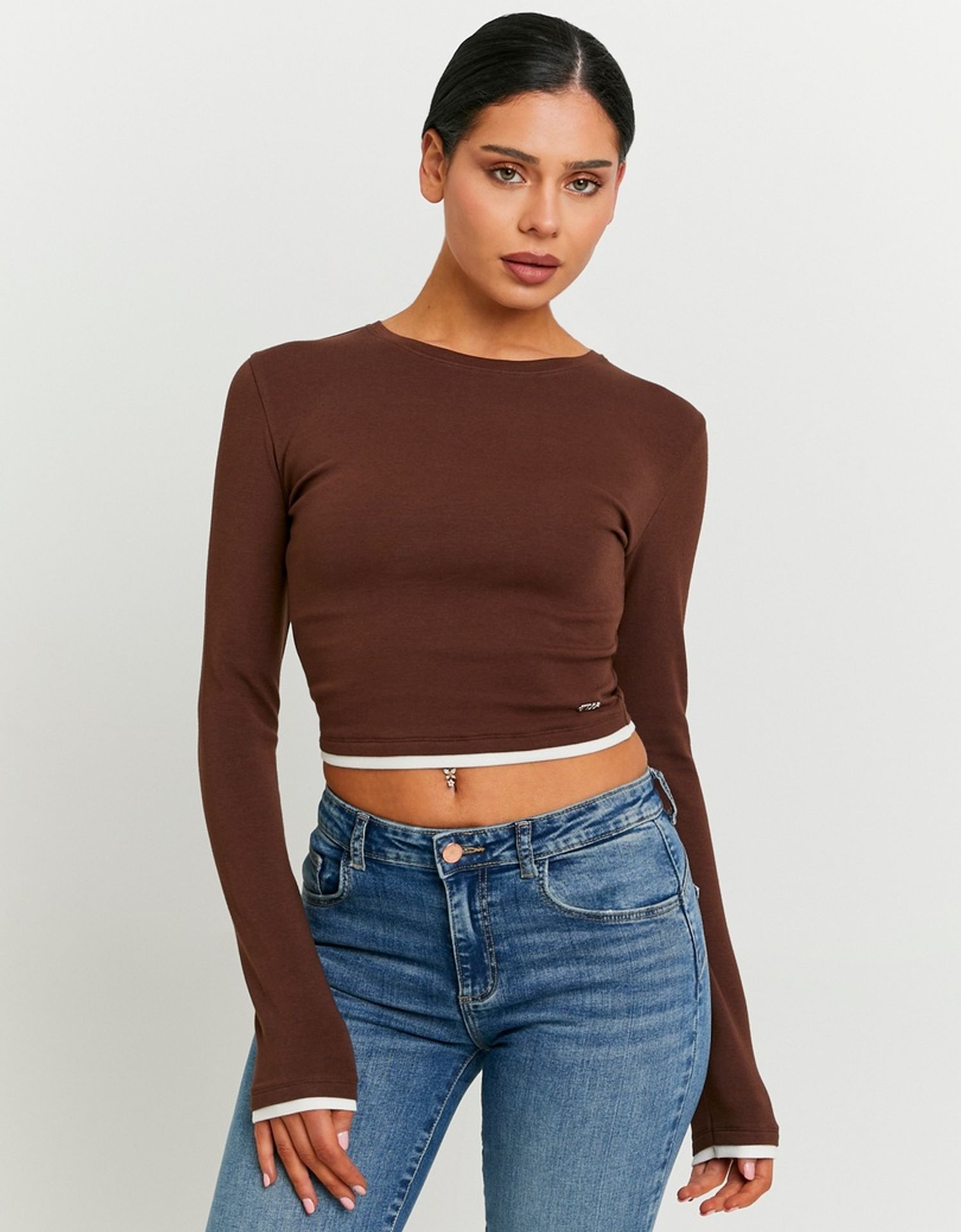 Basic Brown T‑shirt with Long Sleeves