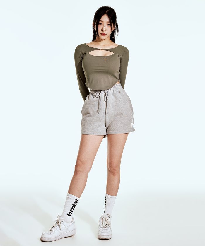 B-BUCKLE CUTOUT LONG SLEEVE [KHAKI][F]