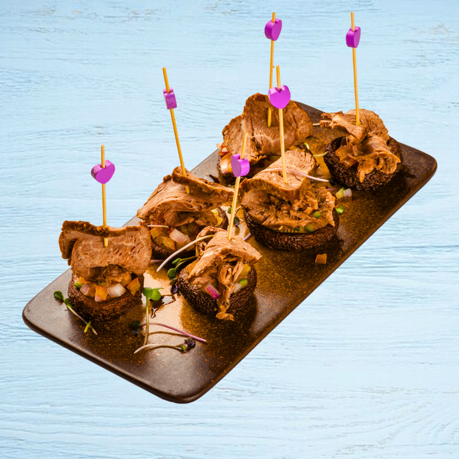 Roast beef mushroom canape