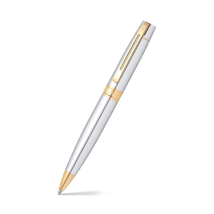 PEN SHEAFFER 300 G2934251-2   BRIGHT CHROME WITH GOLD TONE TRIMS BP WITH CREDIT CARD HOLDER 