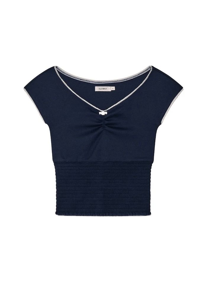PEEKABOO SMOKE TEE - NAVY