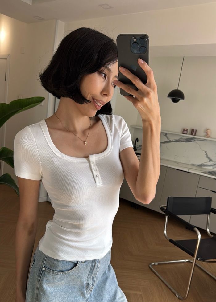 Square Neck T-shirt /white/