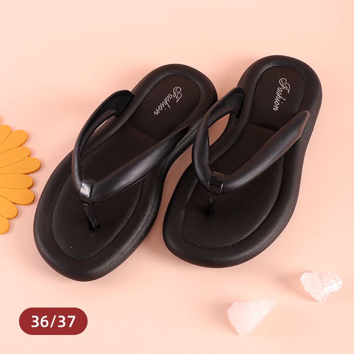 Stylish All-Match Flip Flops for Ladies (Black 36-37)