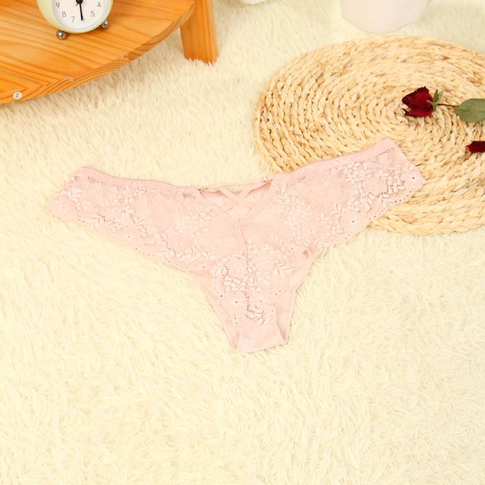 Lace Pierced Sexy Briefs for Ladies(Pink)(S)