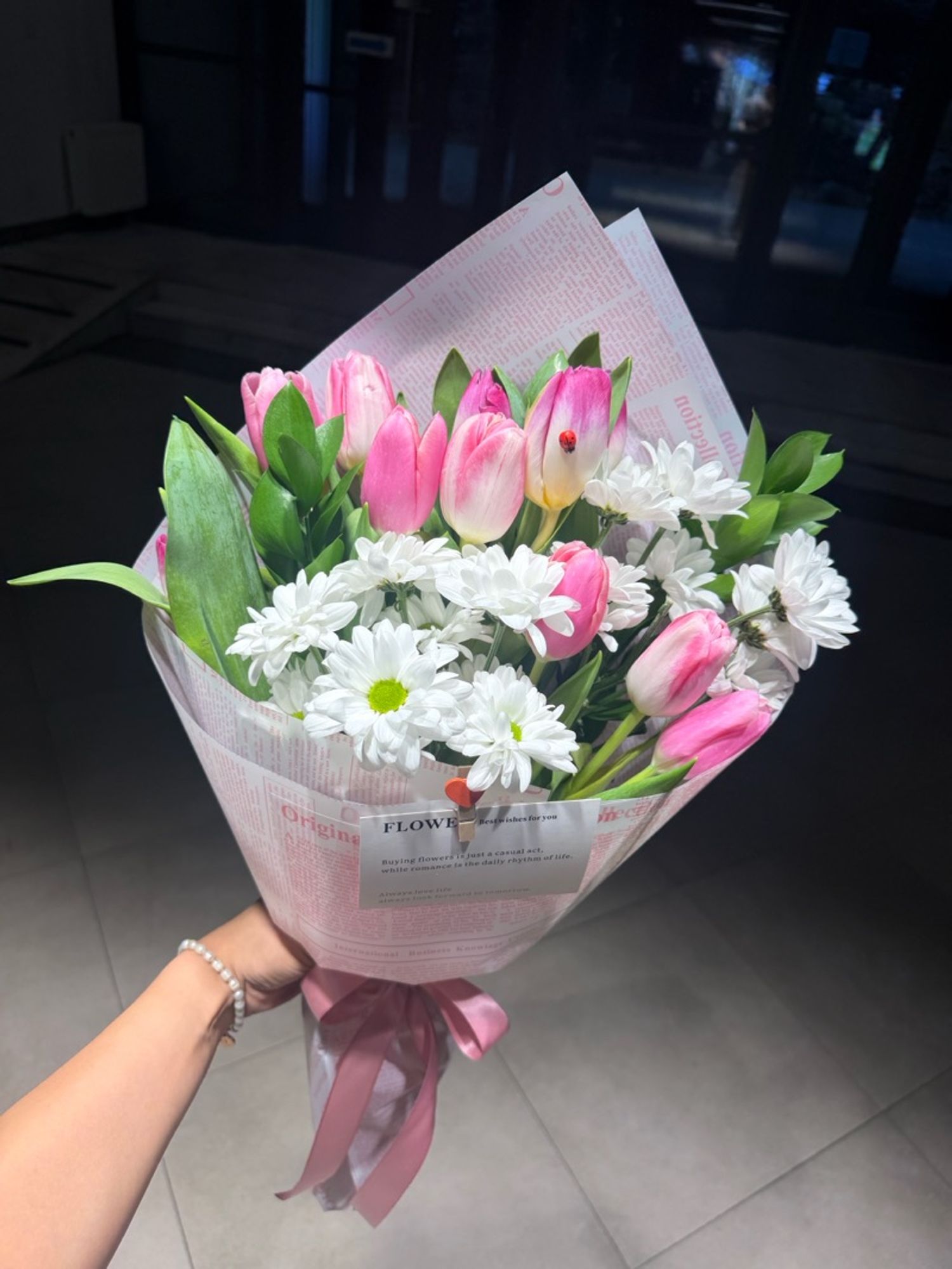 Голланд tulips and chrysanth 