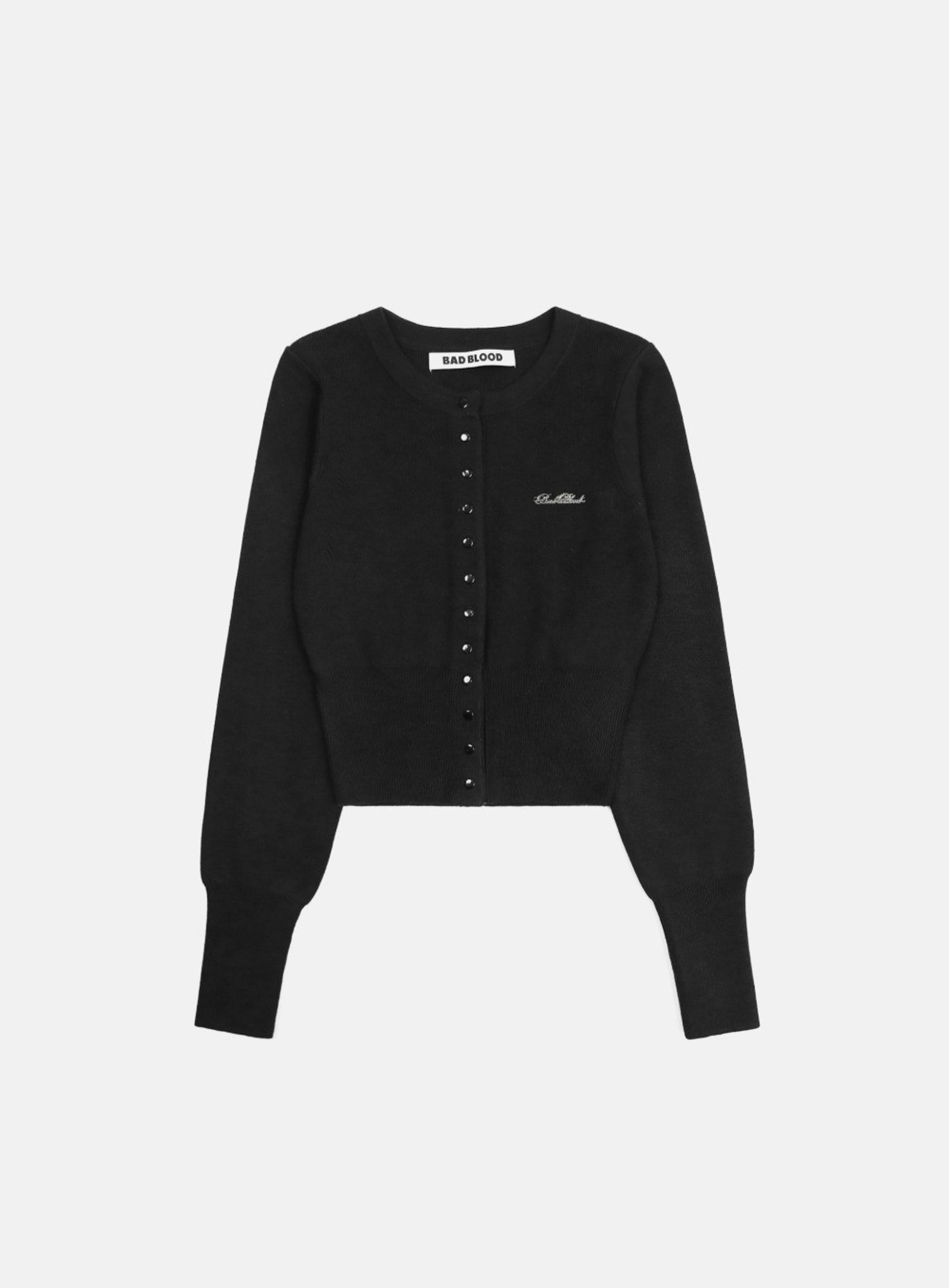 Pure Classic Button Up Round Cardigan - Black