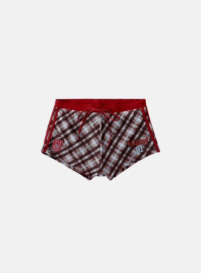 Vintage Club Boy Shorts - Checked Red