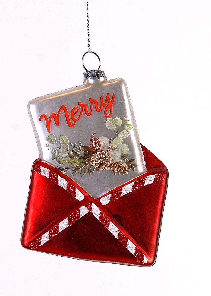 Glass red envelope hanging orn
