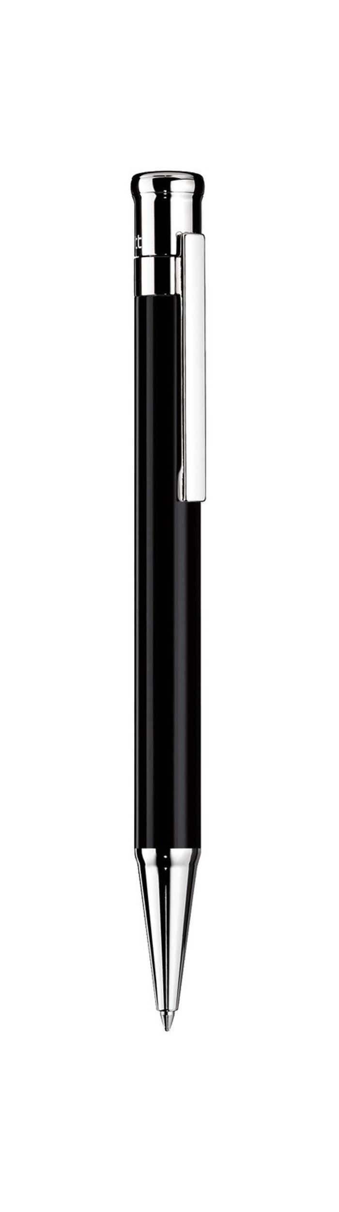 Otto-Hutt Design 04 Ballpoint pen  - barrel black shiny lacquered, cap and fittings platinum plated 