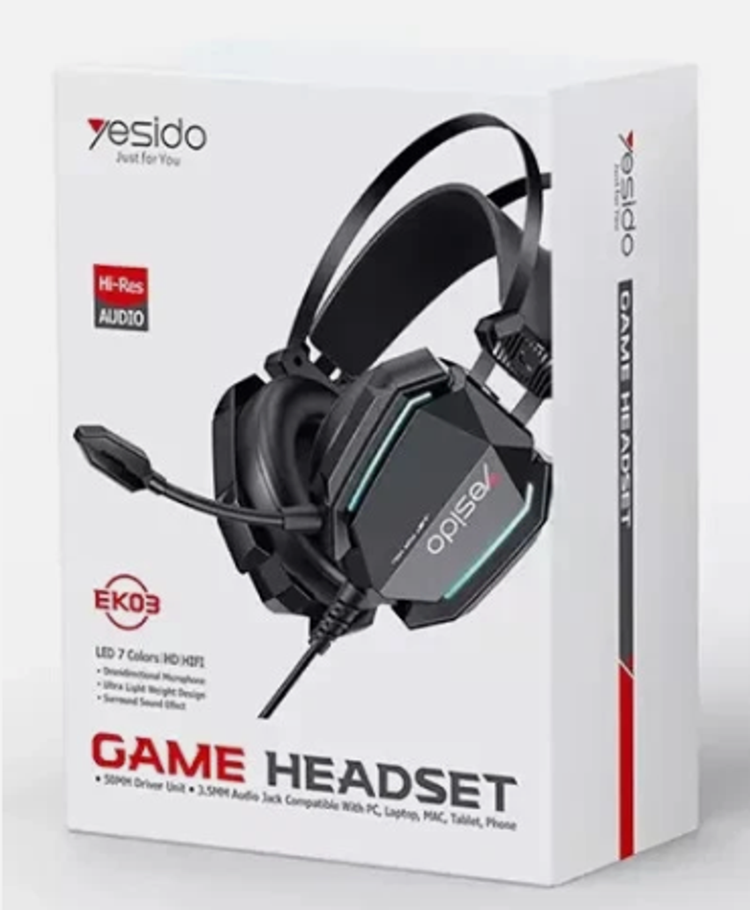 Yesido EK03 Wired HD Sound RGB 7 Color Breathing Light Gaming Headset Over-Ear