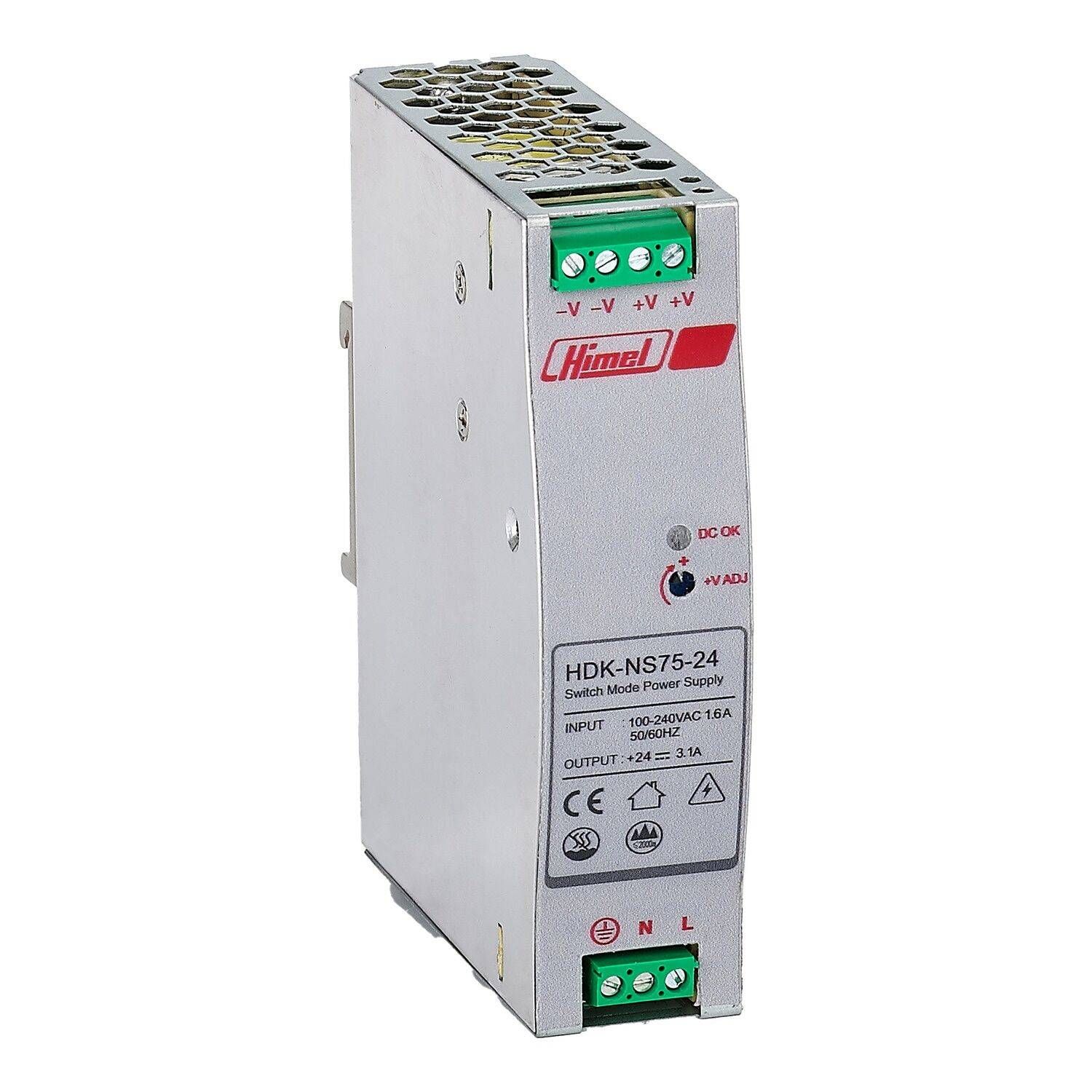 75W, 12V, 6.2A, DIN-RAIL MOUNTING TYPE