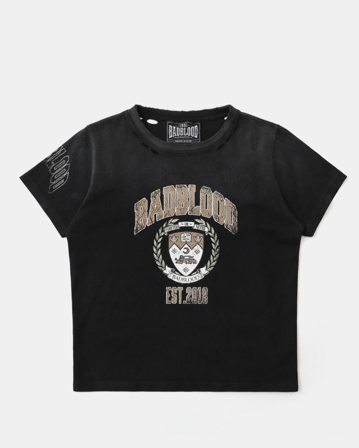 Workshop Print Distressed T-Shirt - Black