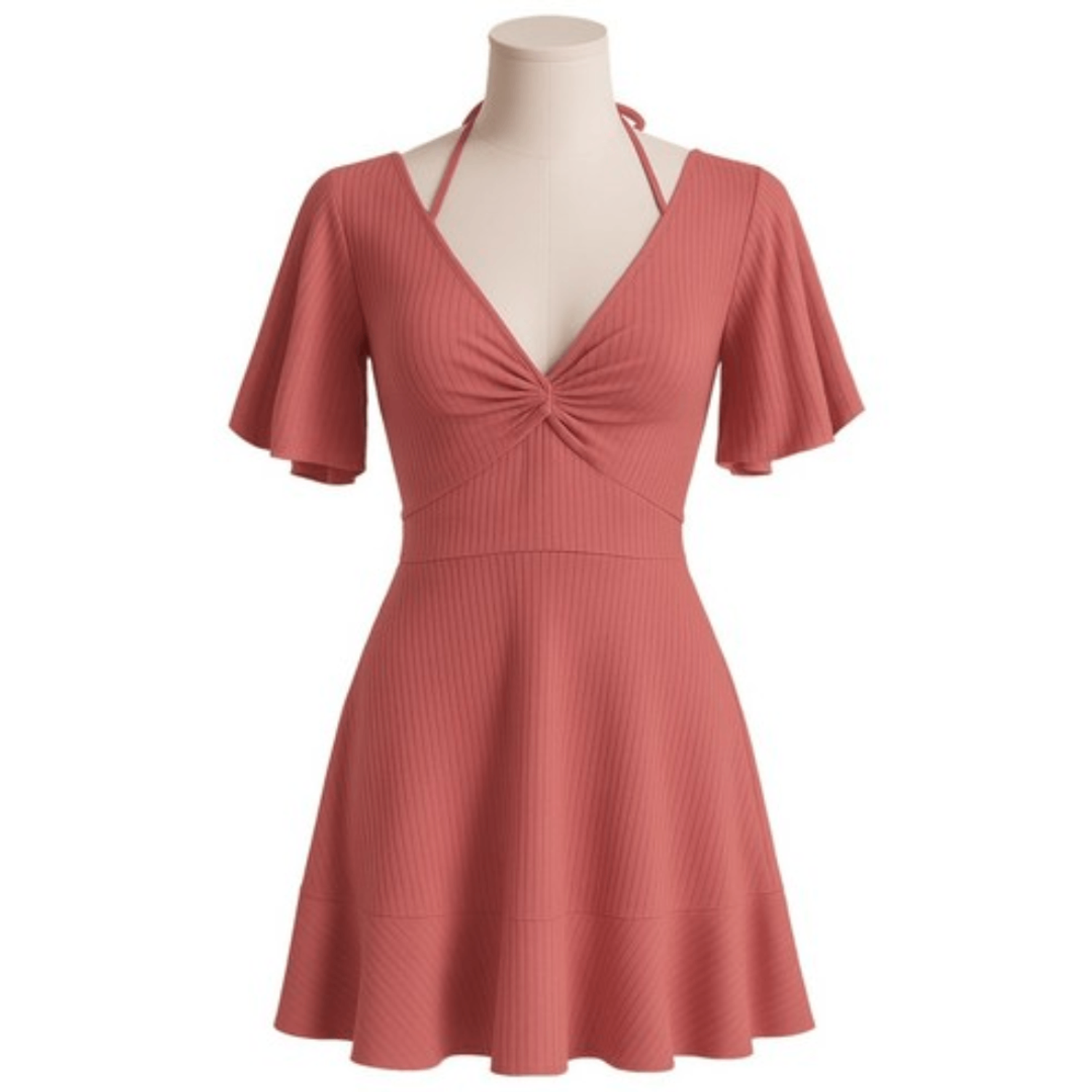 Vanilla Macaron Body Covering Shirring One-Piece Swimsuit for Women, Plus Size Cover-Up One-Piece Short-Sleeve Monokini with Ribbon Off-Shoulder Underpants, Summer Vacation Pool, Seaside Beach