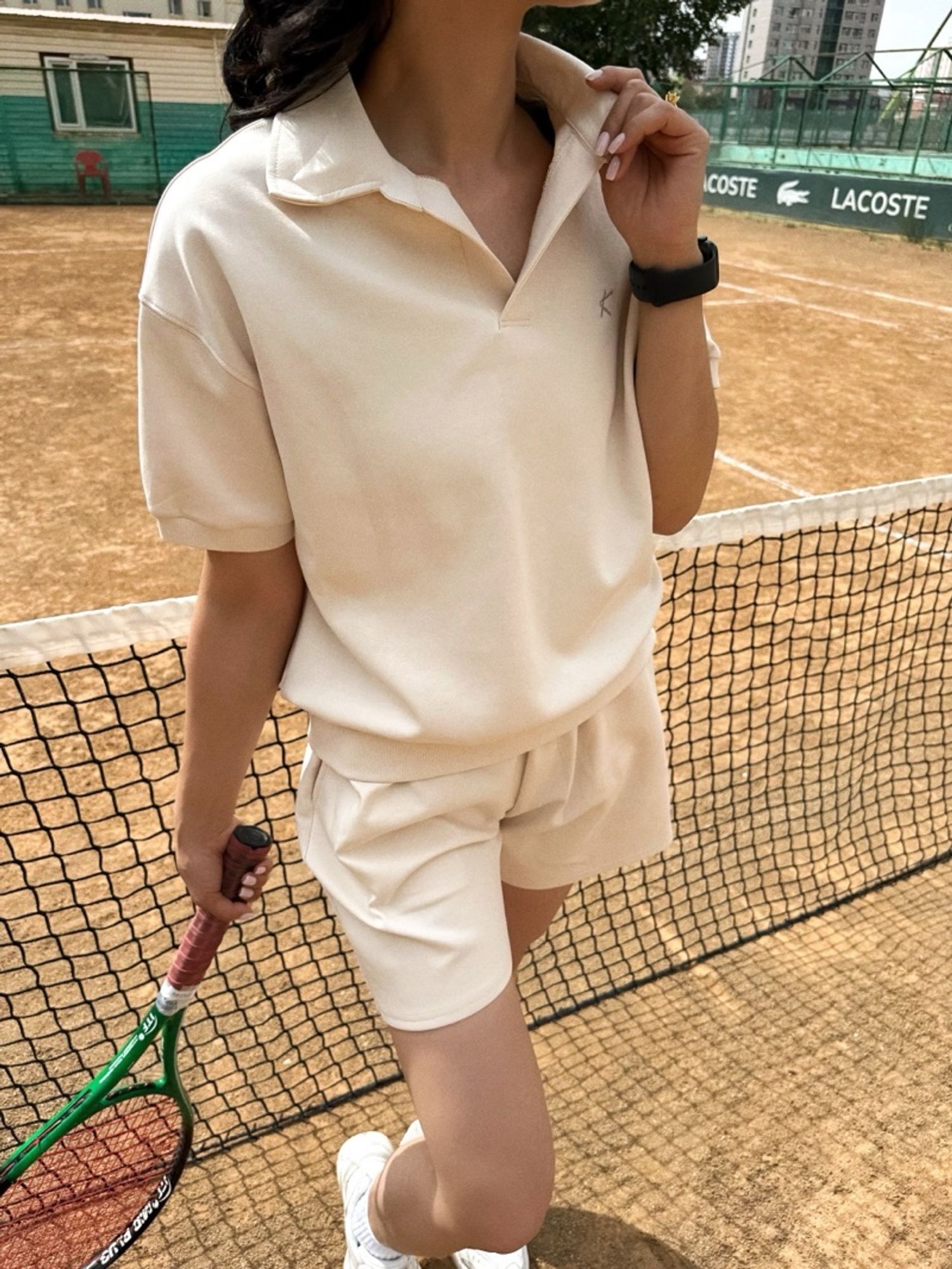 Midi sleeve polo shirt