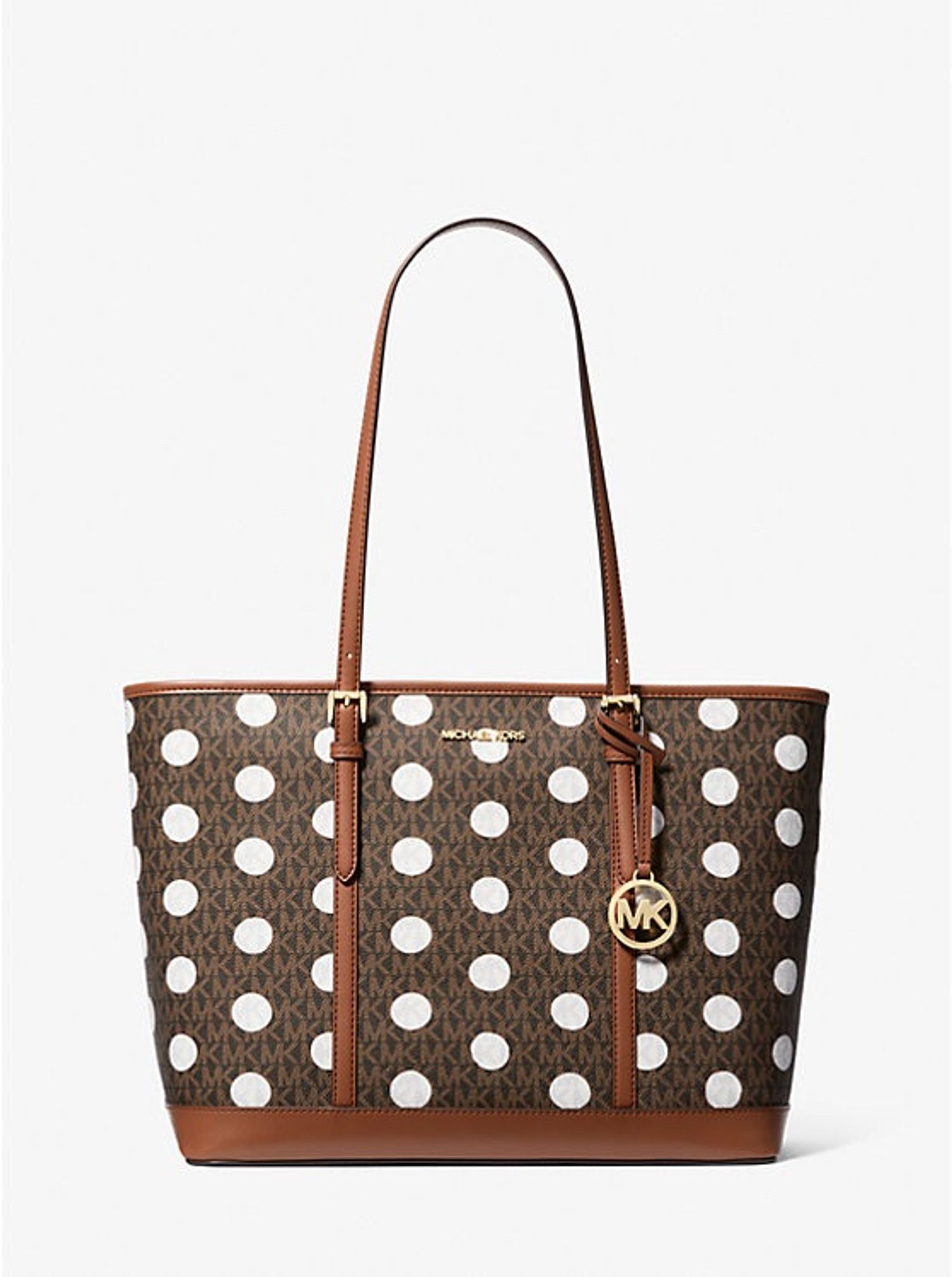 MK tote brown with white circle