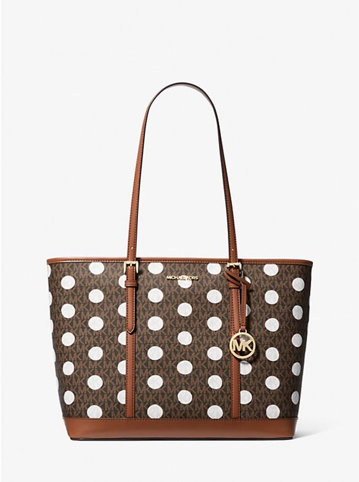 MK tote brown with white circle