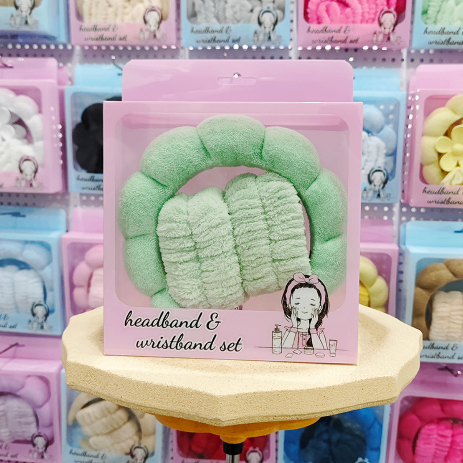 🧖‍♀️ Headband & Wristband Set – Нүүр арчилгааны сет