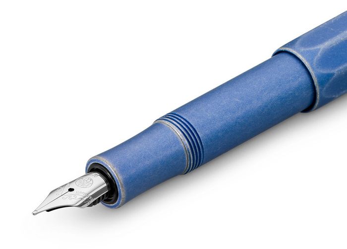 Kaweco AL SPORT Stonewashed Fountain Pen Blue Broad Nib 