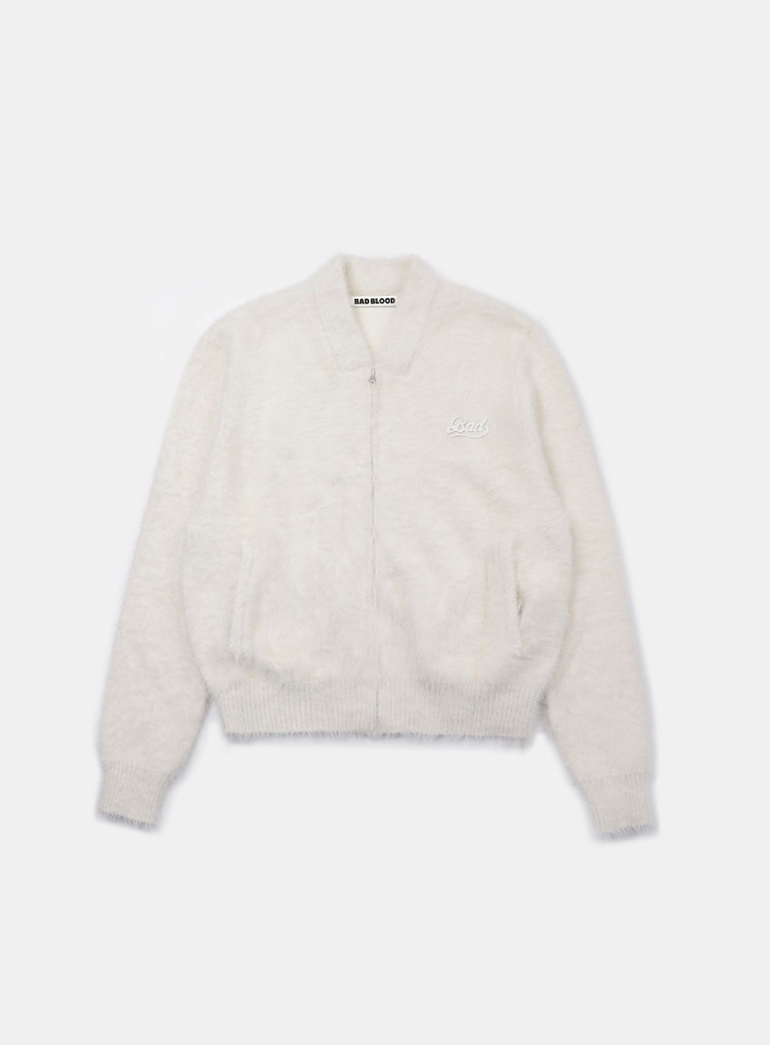 BS Mohair Zip Up Jacket - Cream