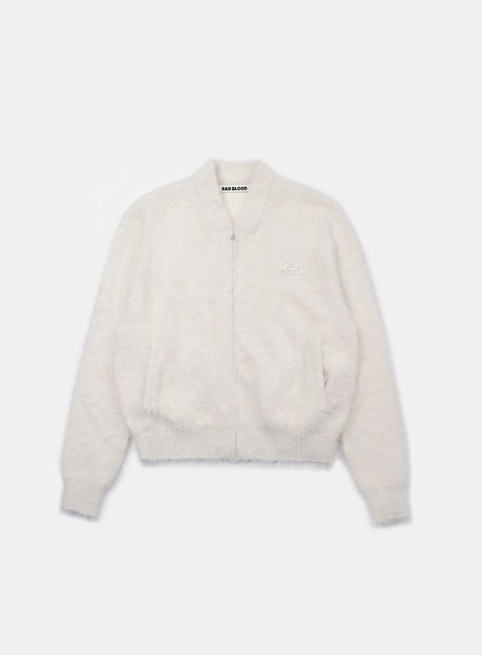 BS Mohair Zip Up Jacket - Cream