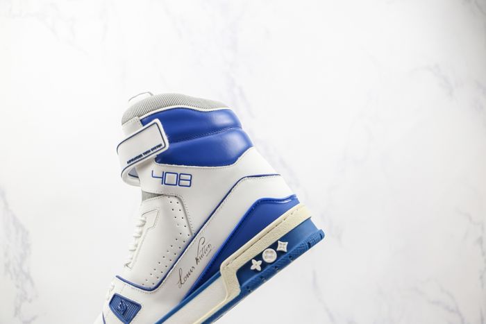 Louis Vuitton LV Trainer Sneaker Boot High White Blue
