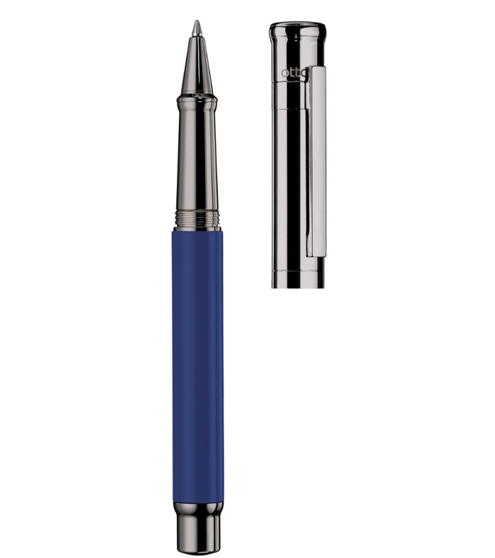 Otto-Hutt Design 04 Rollerball - barrel cornflower blue shiny lacquered, cap and fittings ruthenium plated 