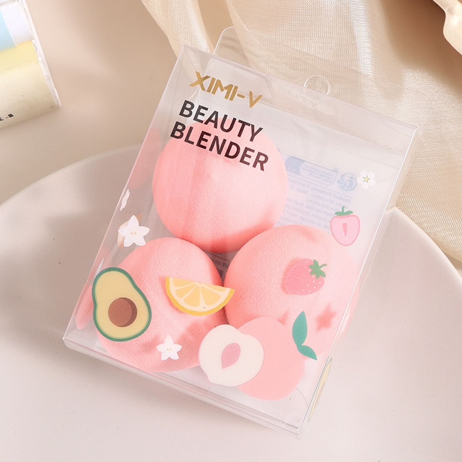 Cool Fruit Series Beauty Blender 3PCS (Peach)