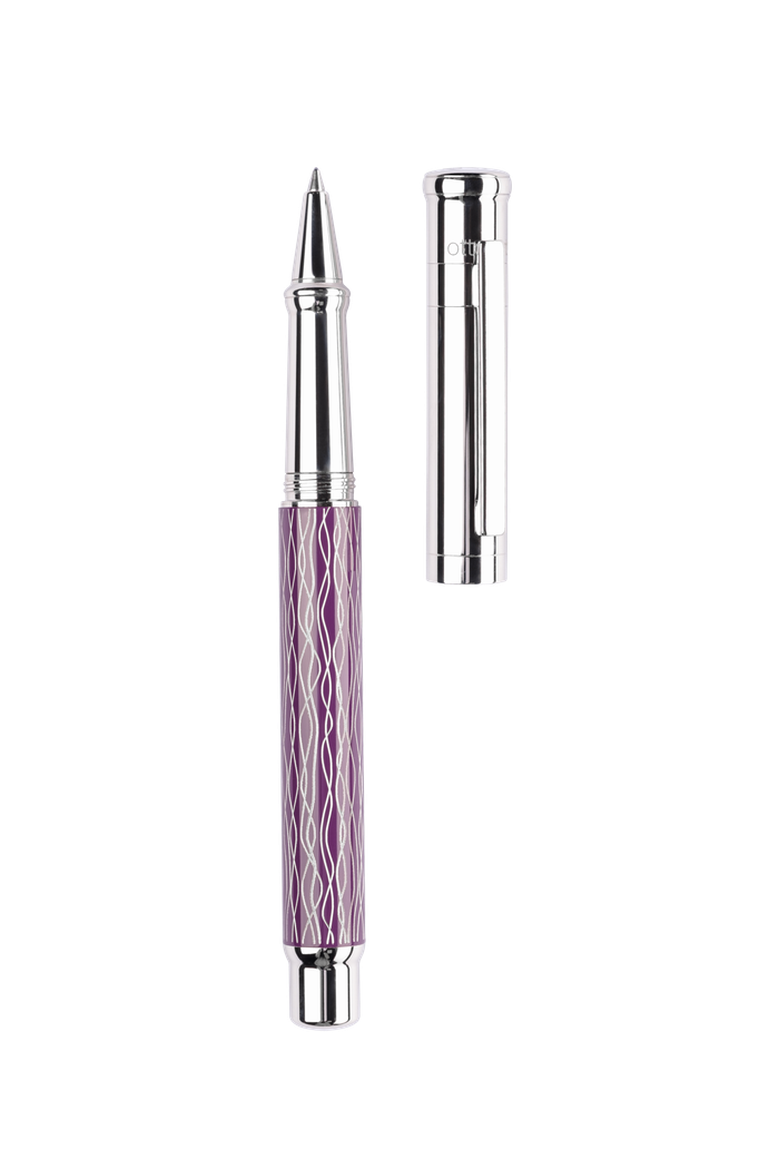 Otto-Hutt Design 04 Rollerball Shaft Guilloche Purple Platinum