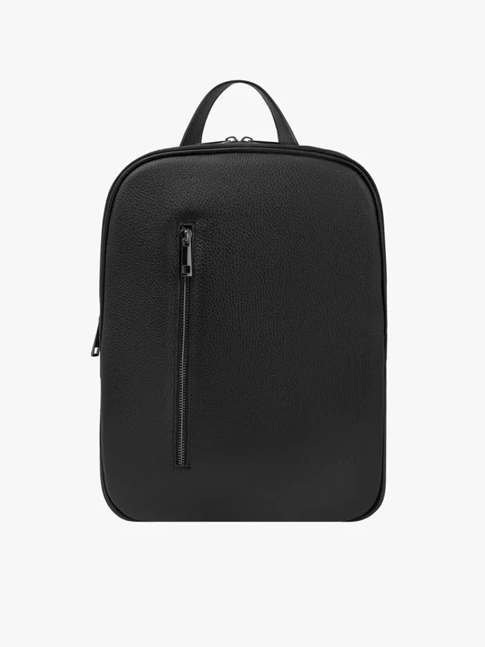Black grain leather backpack