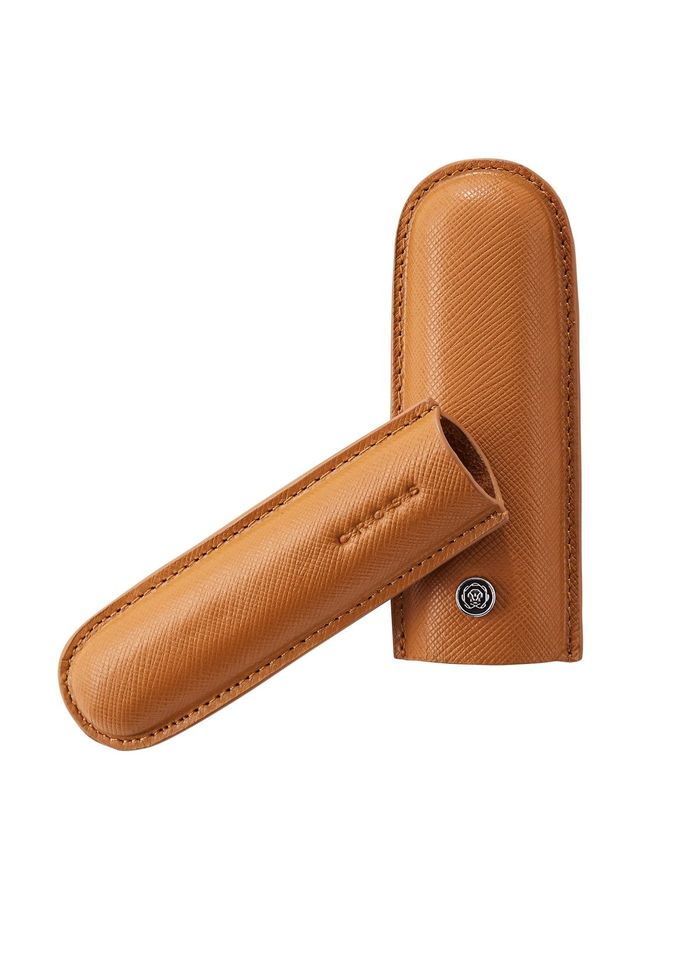 Mocha Leather Cigar Style Single Pen Case Gift Bundle