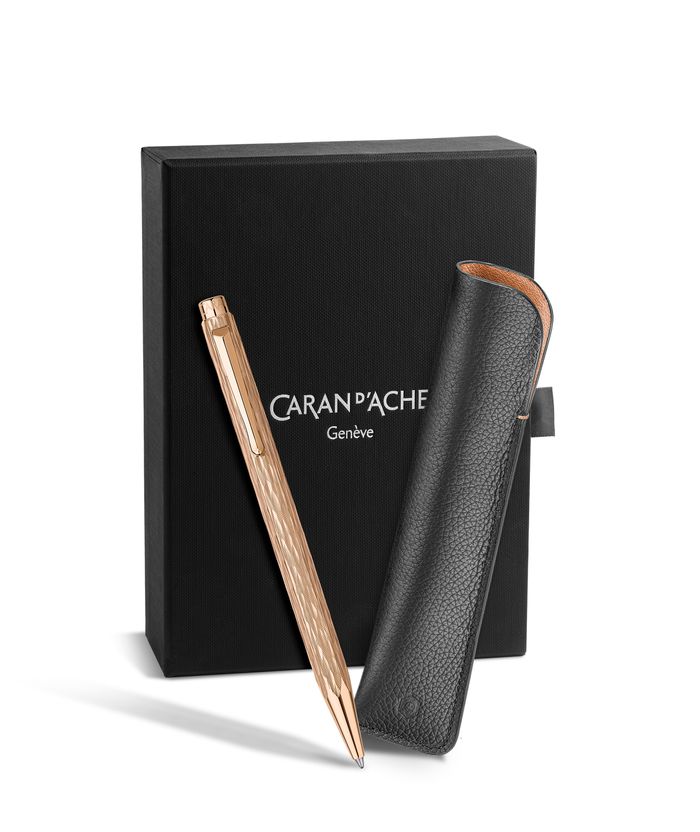 Caran d'Ache ECRIDOR™ VENETIAN Pink Gold Ballpoint Pen & Leather Case Set - Special Edition