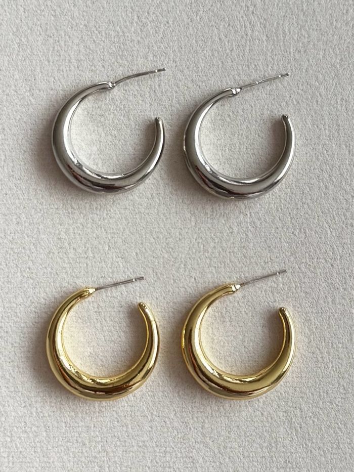 C-shaped hoop earrings