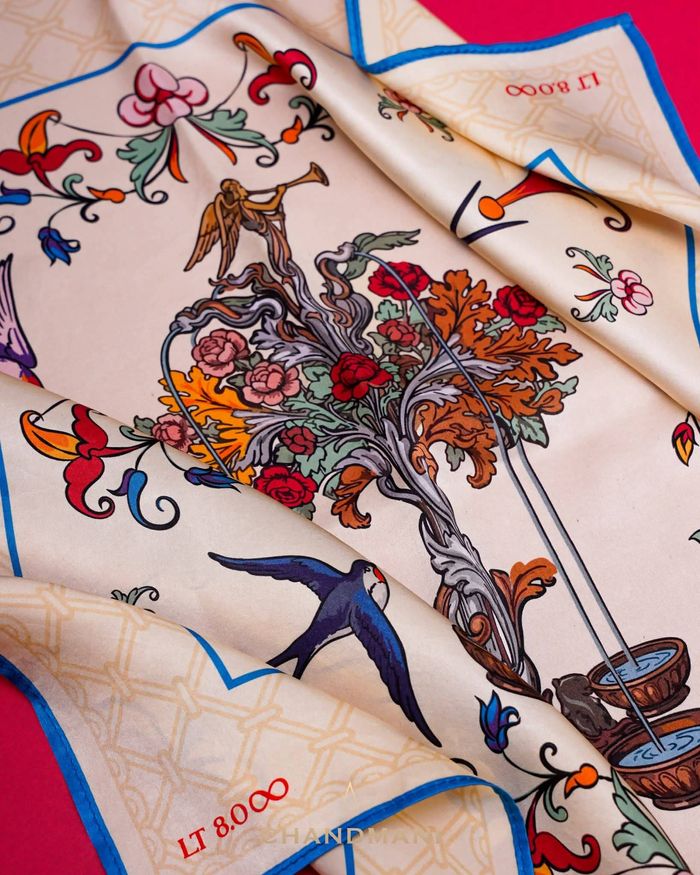 Silk Floral Square Scarf