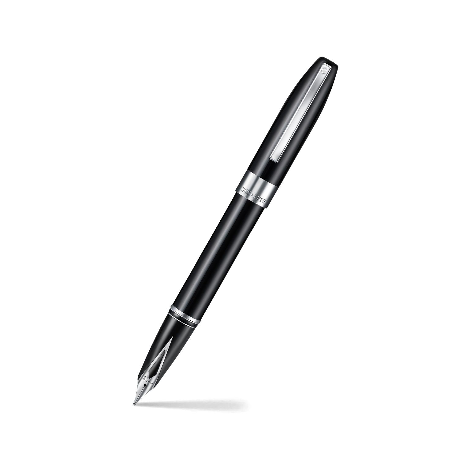 PEN SHEAFFER LEGACY E9064 BLACK AND CHROME TRIMS FP BROAD